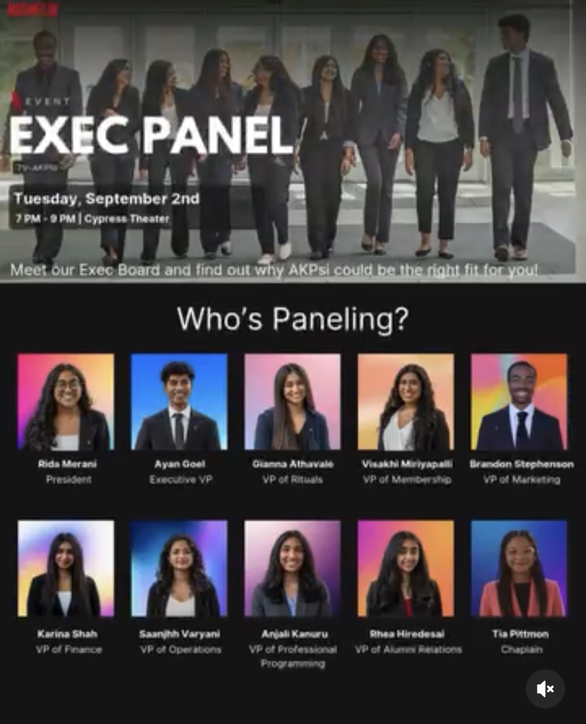 Exec panel event graphic